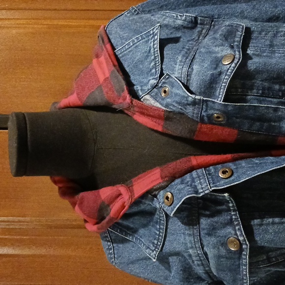 Back in the Saddle denim flannel liner hooded jacket. Women's size 1X - Picture 2 of 6